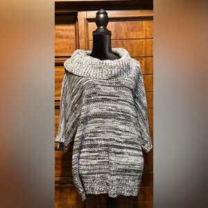 Cato Black and White Space Dyed Cowl Neck Sweater
